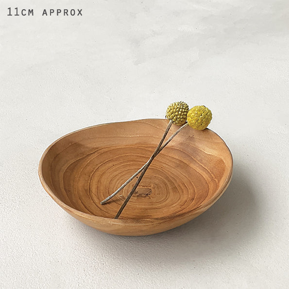 Teak wood bowl - Natural flat