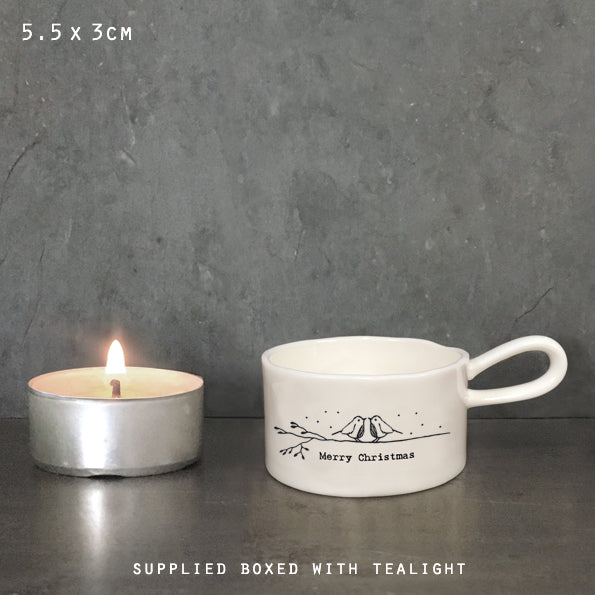 Handled tea light holder - Merry Christmas