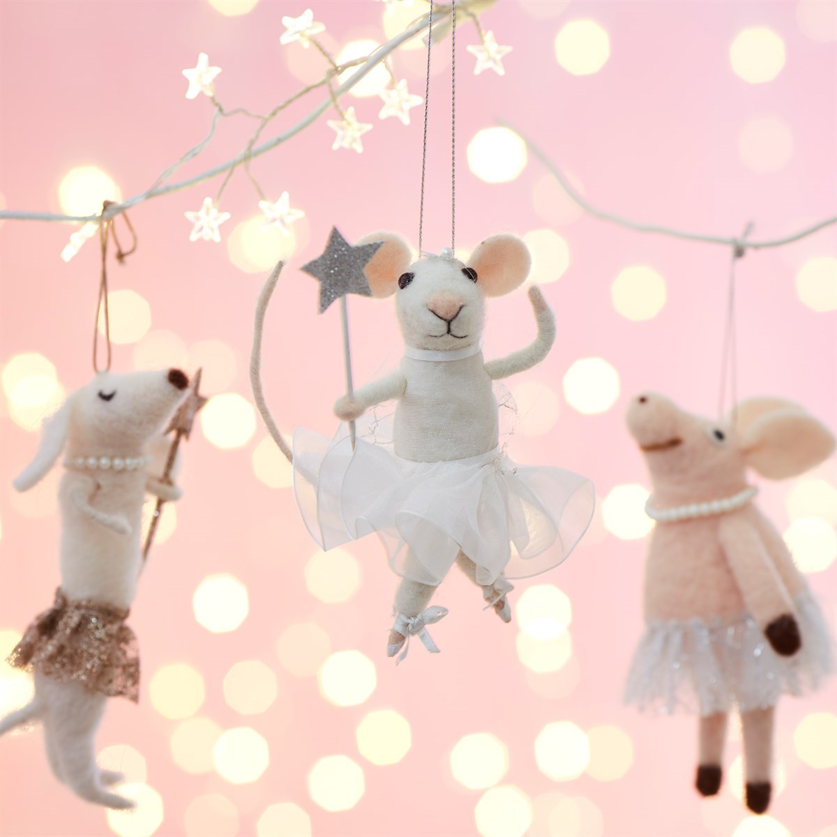 Fairy Mouse With Star Wand Felt Hanging Decoration