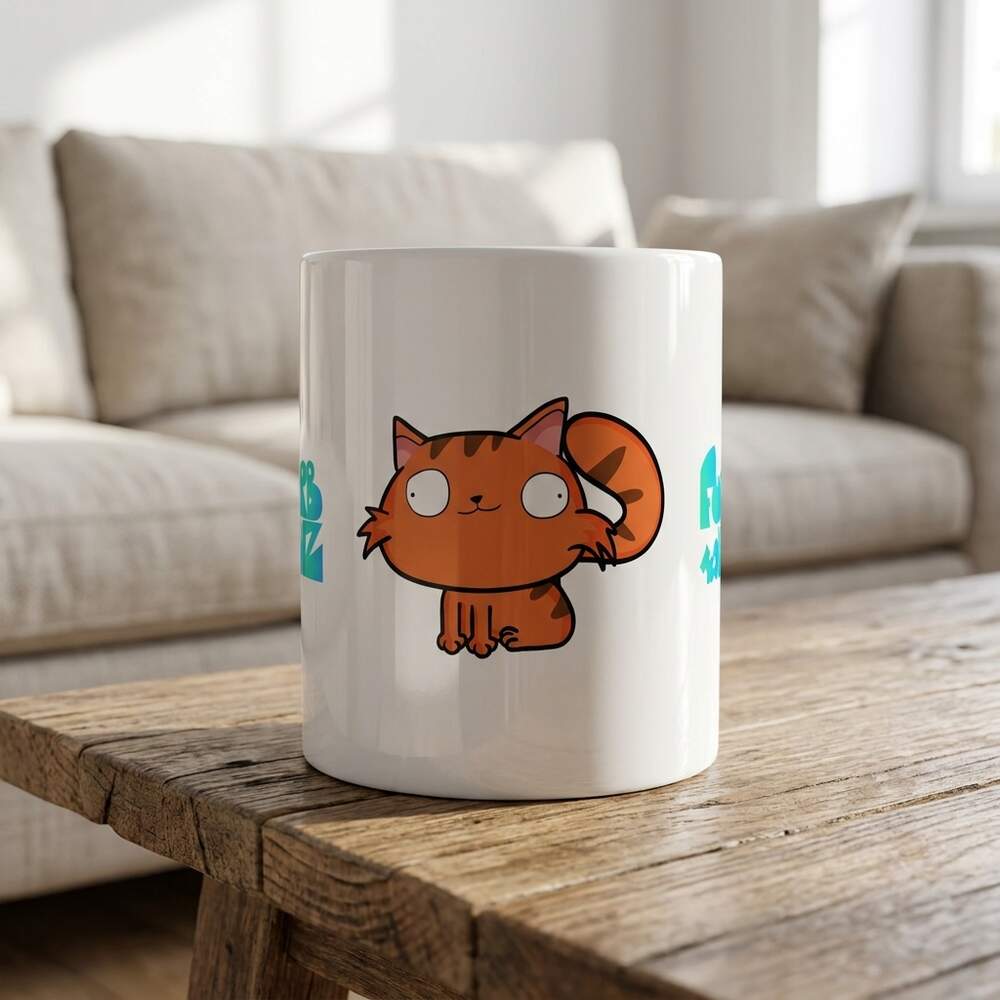 Martin the cat Mug, In use, White