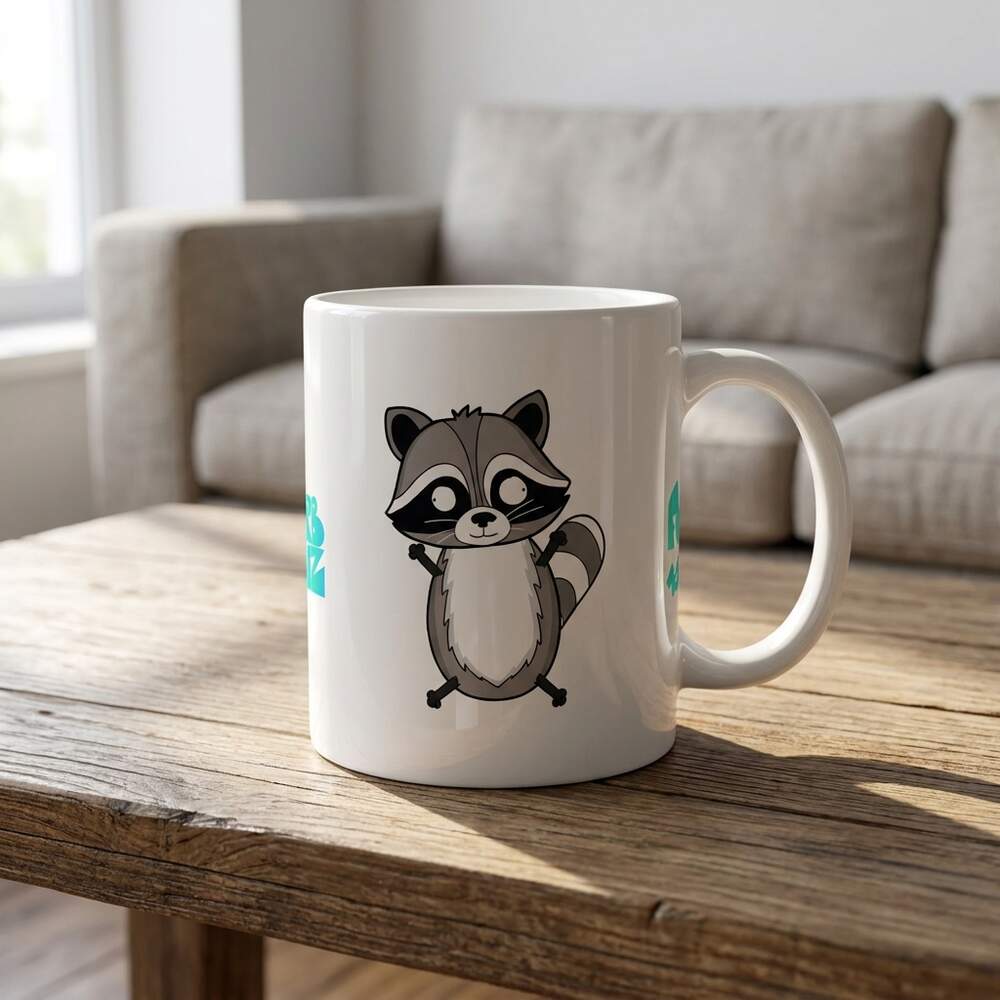 Reggie Racoon · Mug, In use, White