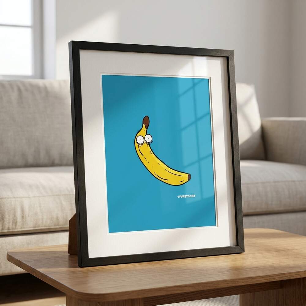 Bob banana painting · Framed art print, In use, Black