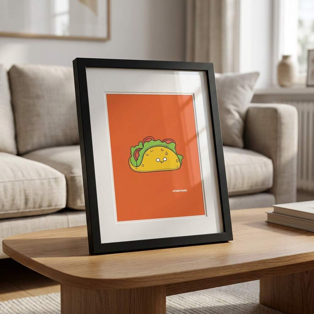 tina taco painting · Framed art print, In use, Black