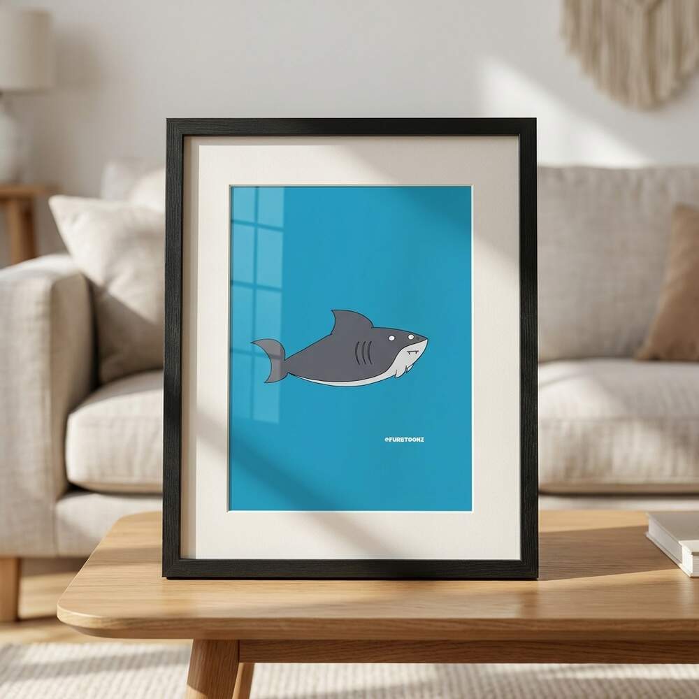 mark the shark painting · Framed art print, In use, Black