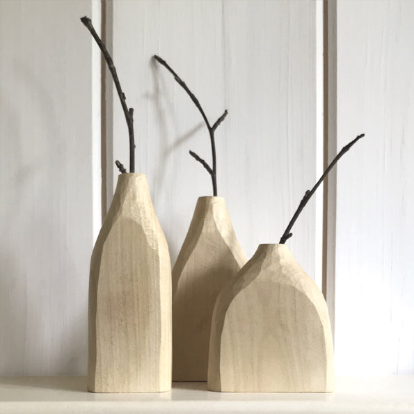 Handgeschnitzte Vase - Helles Holz