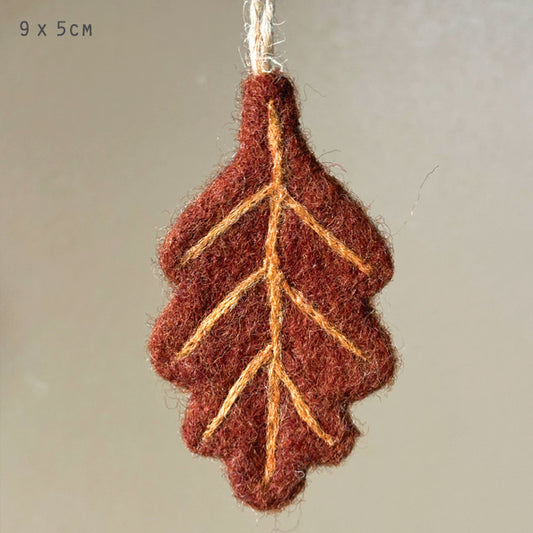Felted autumn leaf hanger-Oak