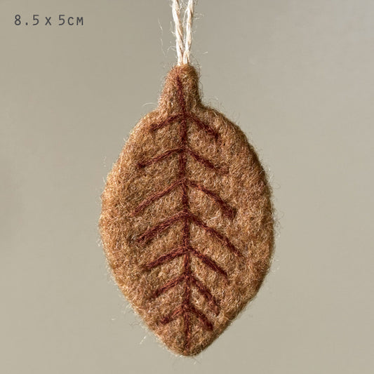 Felted autumn leaf hanger-Birch