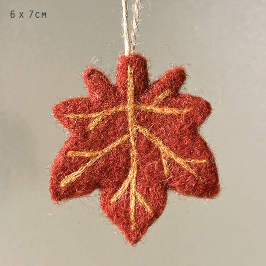 Felted autumn leaf hanger-Maple