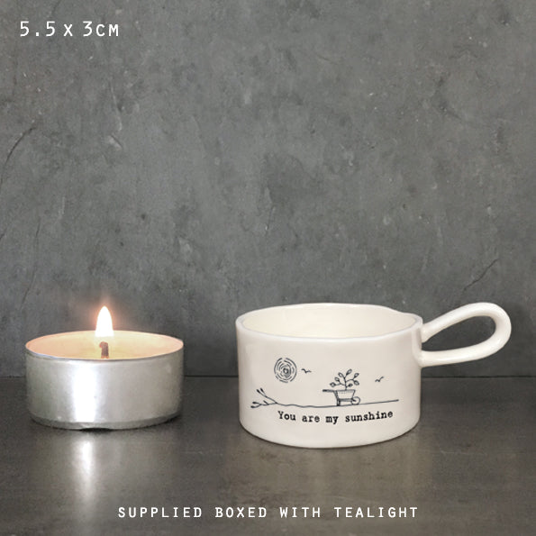 Handled tea light holder - You are my sunshine