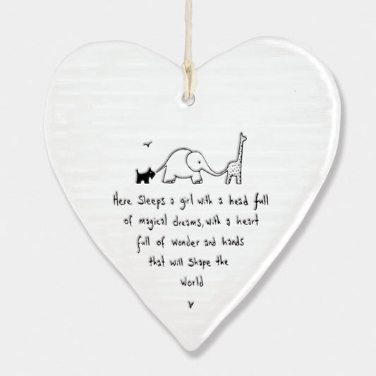 Wobbly round heart - Here sleeps a girl