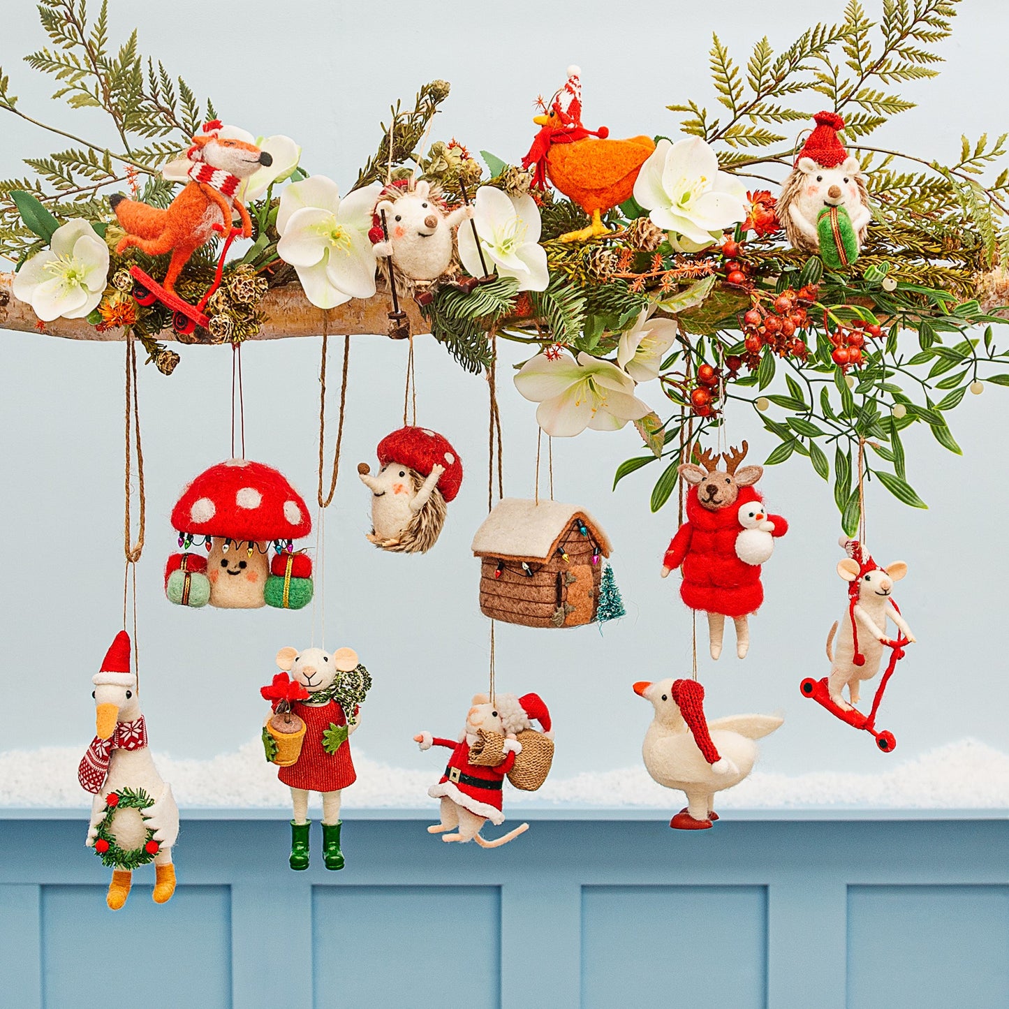 Goose with Wreath Felt Hanging Decoration
