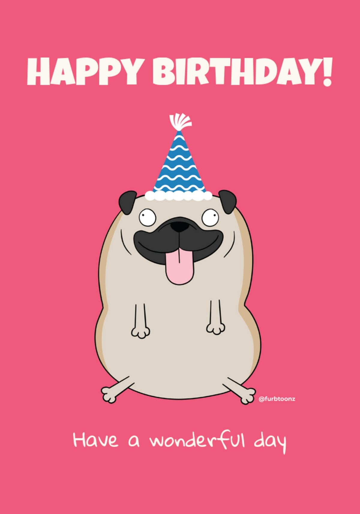 Card - Dave The Pug Birthday Card