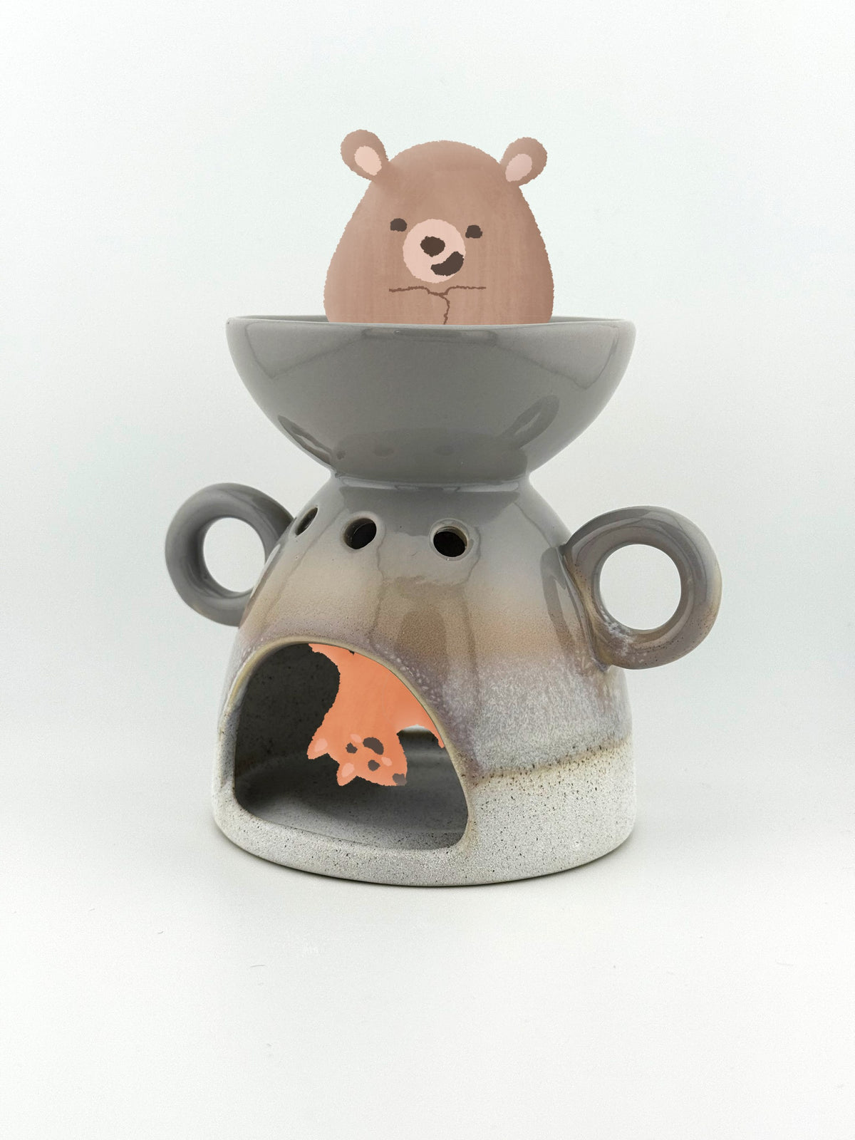 Mojave Glaze Grey Oil Burner with the Glimmers bear and fox