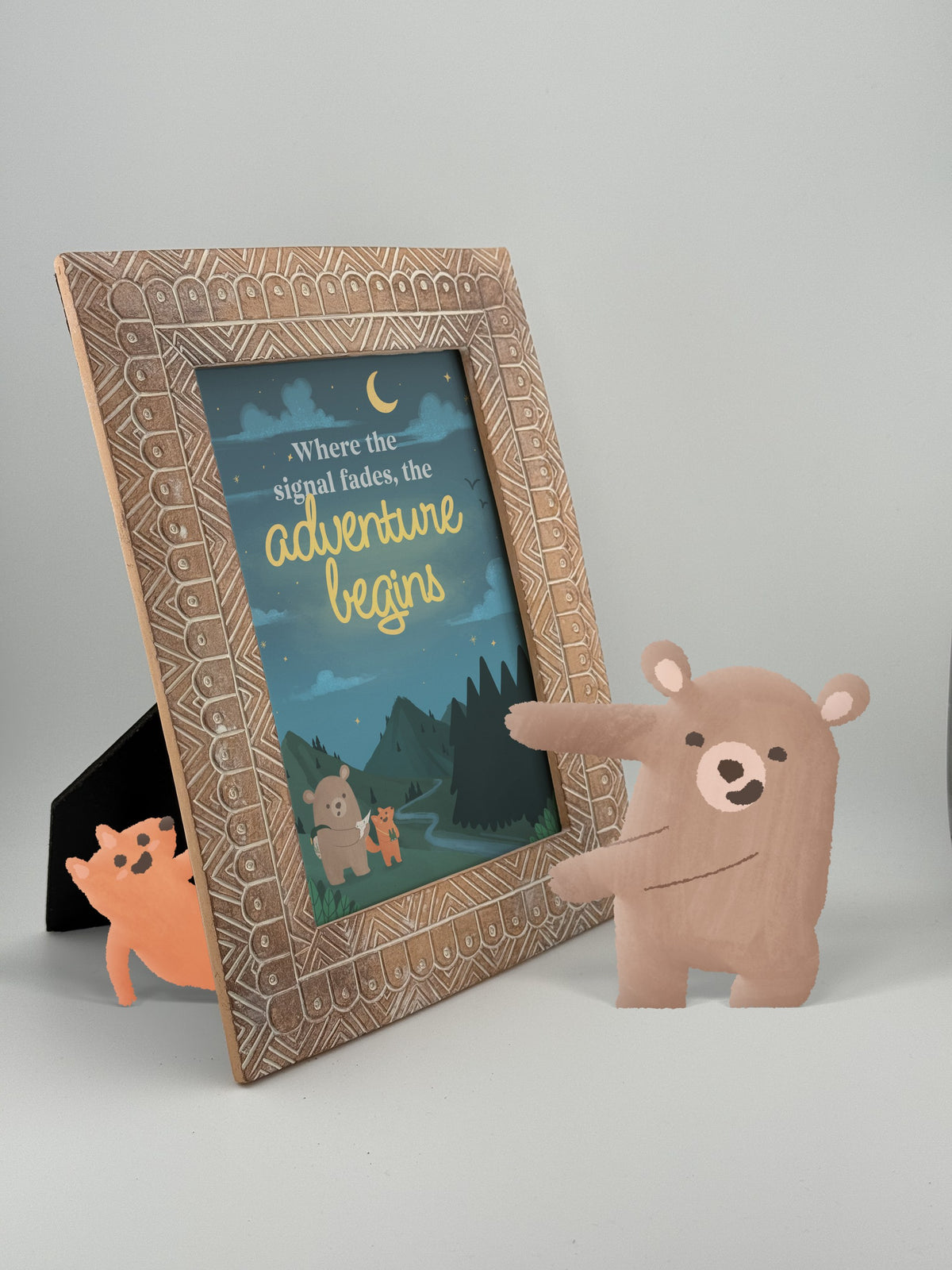 Resin Photo Frame - Adobe Geox, 5x7 with the Glimmers bear and fox