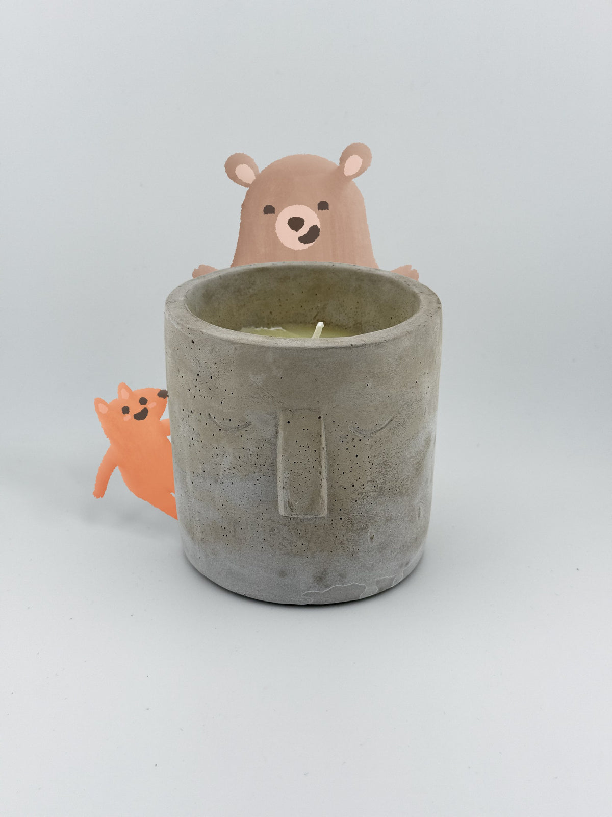 Mini Citronella Candle 9.5cm - Grey Face with the Glimmers bear and fox