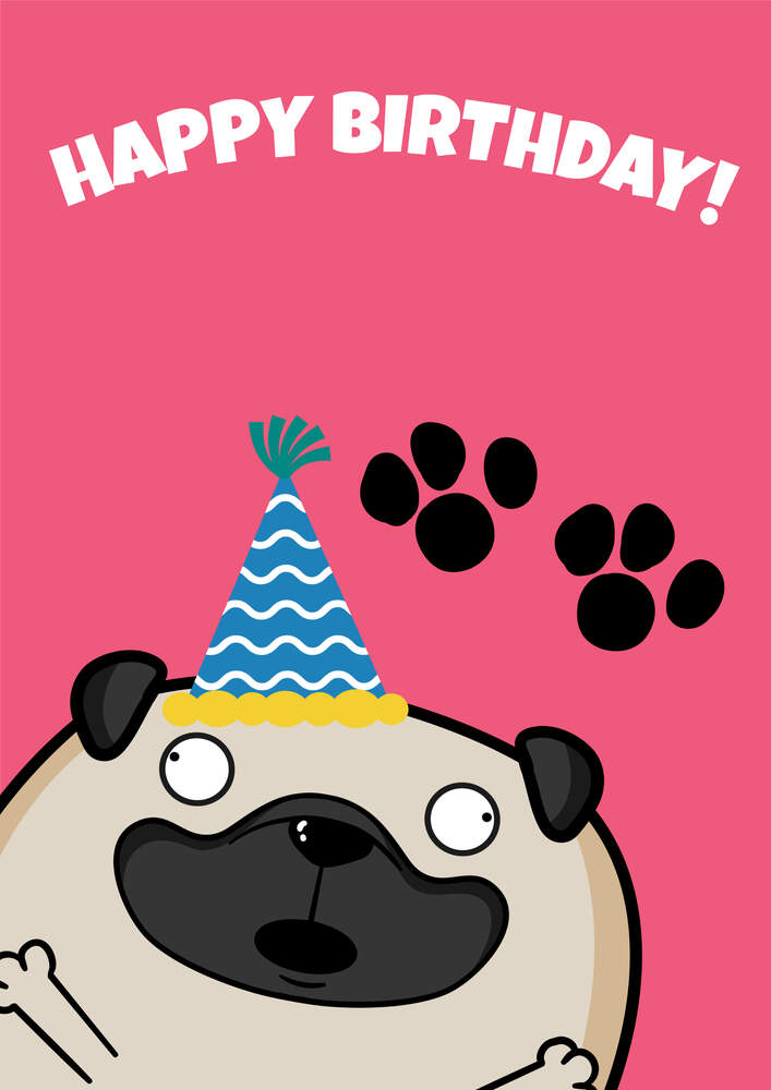 Dave The Pug Birthday Card · Digital download