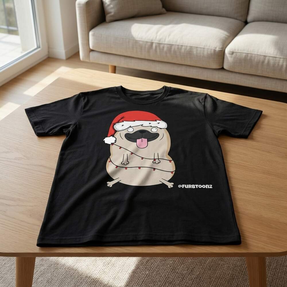 Dave the pug Christmas · T-shirt, Front, Black