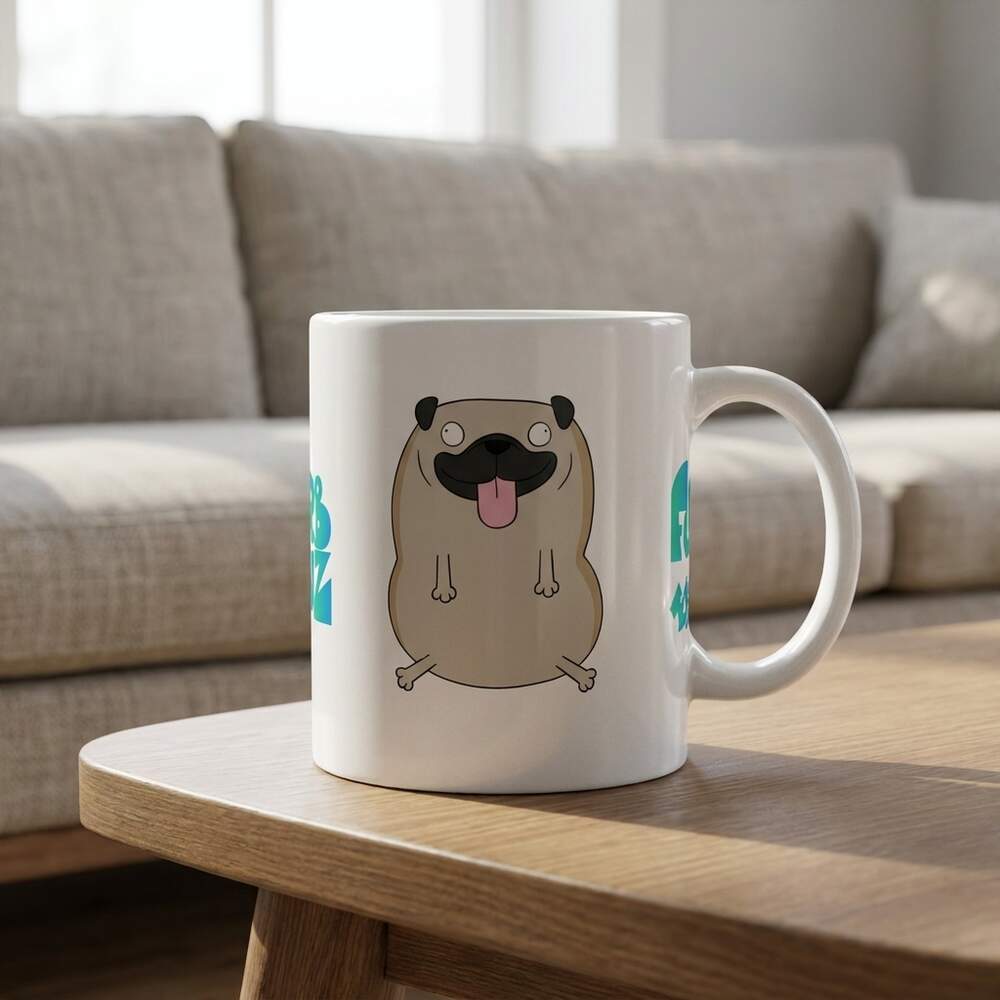 Dave the pug mug!, Handle, White