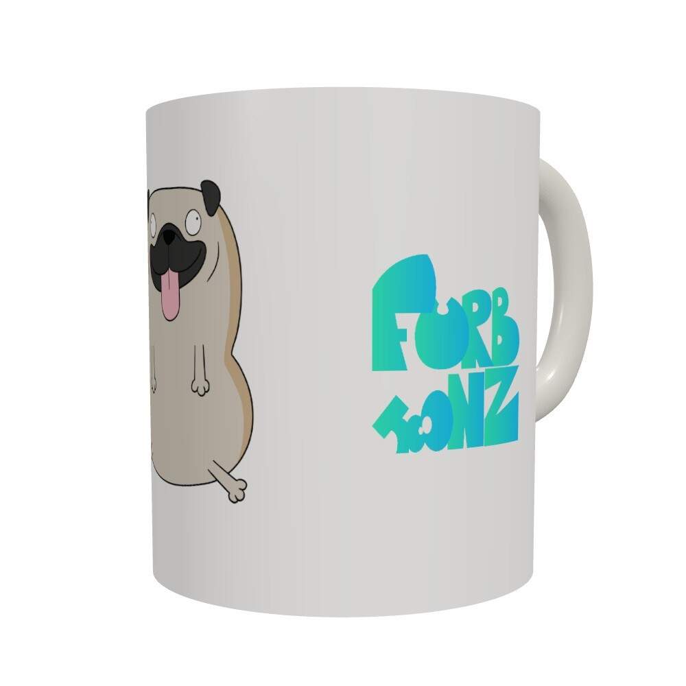 Dave the pug mug!, Side, White