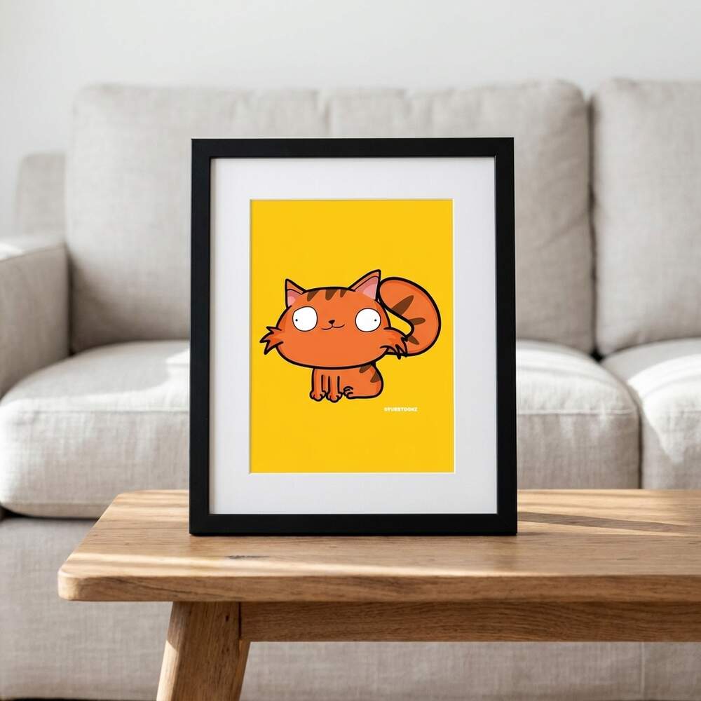 Martin the cat painting · Framed art print, Front, Black