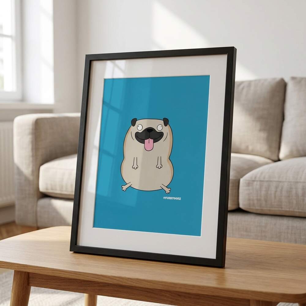 Dave the pug painting · Framed art print, In use, Black