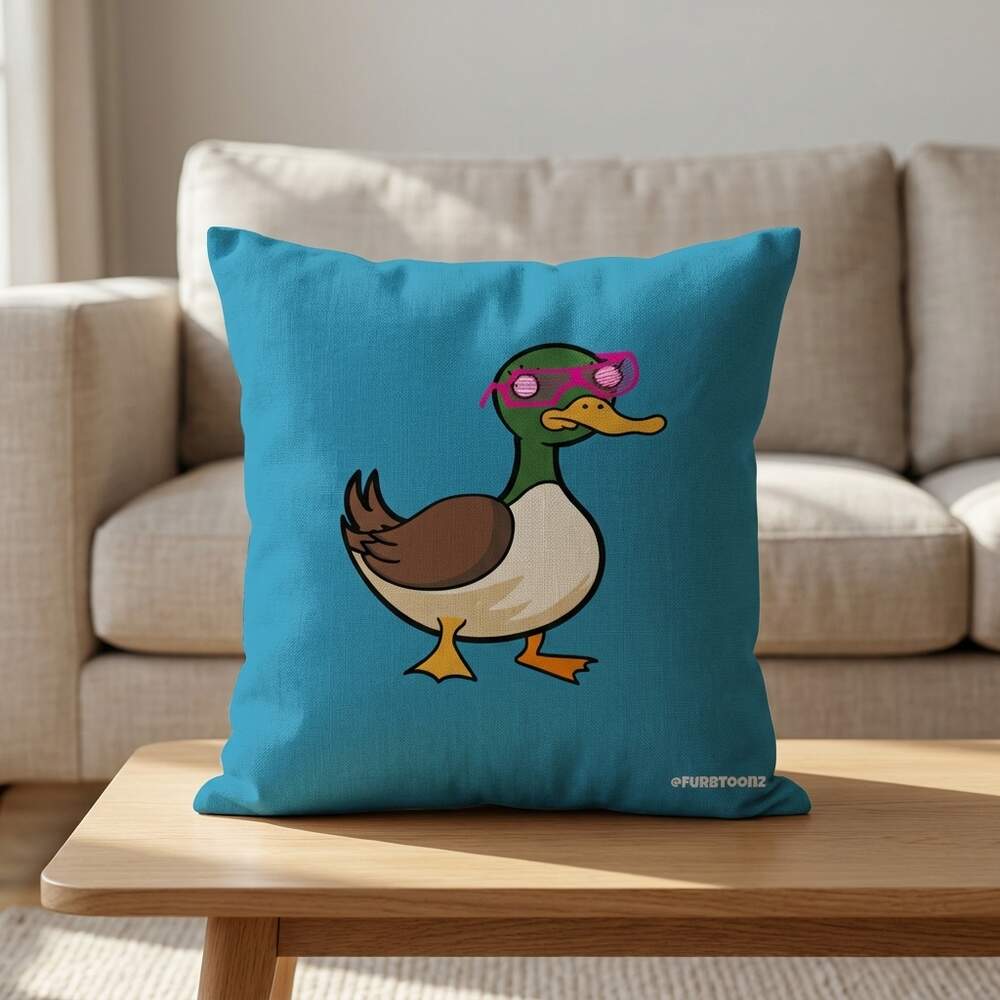 Techno duck · Cushion, In use