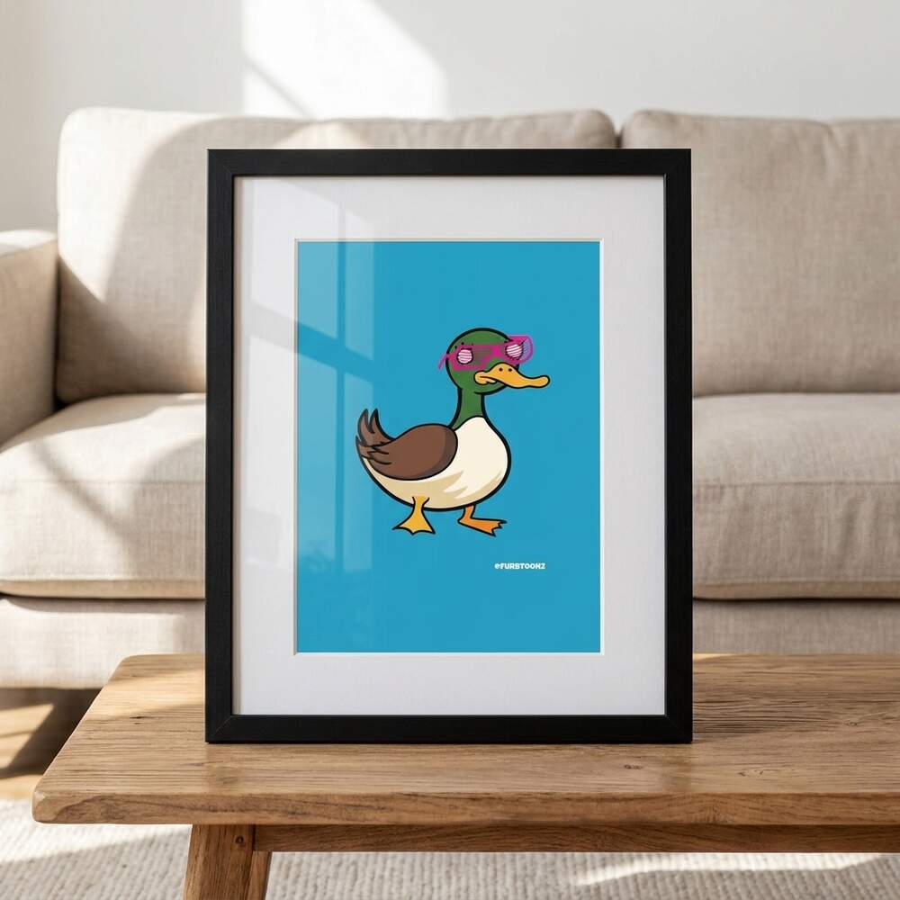 Techno Duck · Framed art print, Front, Black